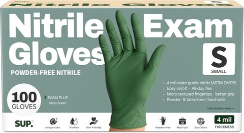 SUP Powder-Free Nitrile Exam Gloves, 100 Count Food Safe Latex-Free Disposable Gloves for Medical Lab Cooking Cleaning, Green in Kuwait