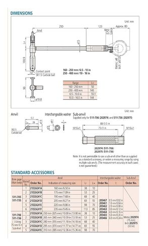 Bore Gages 511-701/702/703/704/705/706 18-35/35-60/50-150/100-160/160-250/250-400mm Measuring Tools(511-722-20) in Kuwait
