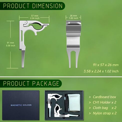 2-Pack Magnetic Sticks Holder for Golf Cart & Grass | 4-Point Strong Lock Sponge Pad Protection | Shining Silver Aluminum Alloy with CNC Machined | Fits 30-70 Ring Gauge | Divot Tools in Saudi Arabia