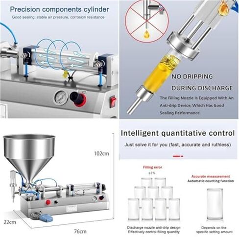 Pneumatic Liquid Filling Machine, Dual-Use Paste Filler with 30L Hopper, Ideal for Small Bottles in Perfume, Drink, and Water Industries(1000ml) in Kuwait