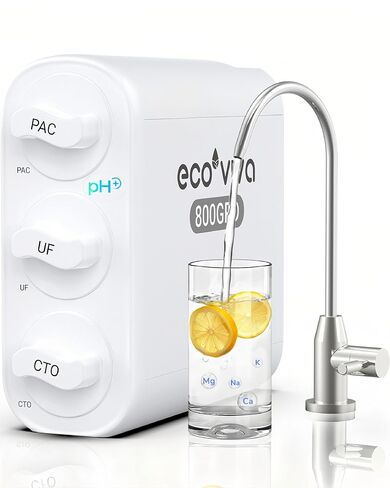 Ecoviva UF800G 0.01μm Ultra-Filtration Under Sink Water Filter Meet NSF 42 / 372 Standards Tankless Ultra Compact Design, No Electricity & Wastewater, Preserve Beneficial Minerals No TDS Reduction in Kuwait