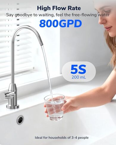 Ecoviva UF800G 0.01μm Ultra-Filtration Under Sink Water Filter Meet NSF 42 / 372 Standards Tankless Ultra Compact Design, No Electricity & Wastewater, Preserve Beneficial Minerals No TDS Reduction in Kuwait