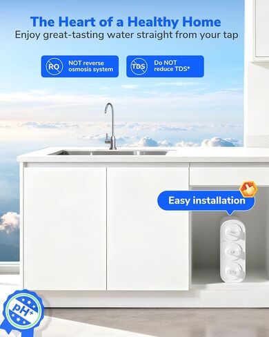 Ecoviva UF800G 0.01μm Ultra-Filtration Under Sink Water Filter Meet NSF 42 / 372 Standards Tankless Ultra Compact Design, No Electricity & Wastewater, Preserve Beneficial Minerals No TDS Reduction in Kuwait