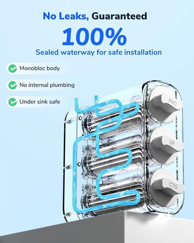 Ecoviva UF800G 0.01μm Ultra-Filtration Under Sink Water Filter Meet NSF 42 / 372 Standards Tankless Ultra Compact Design, No Electricity & Wastewater, Preserve Beneficial Minerals No TDS Reduction in Kuwait