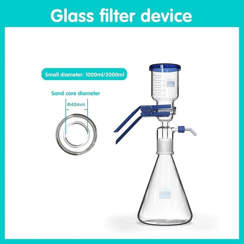 Laboratory Vacuum Filtration Distillation Apparatus, Borosilicate Glass Vacuum Filtration Assembly Filter Kit with 1000ML Filtering Flask and 300ML Graduated Funnel in Kuwait