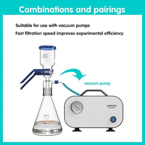Laboratory Vacuum Filtration Distillation Apparatus, Borosilicate Glass Vacuum Filtration Assembly Filter Kit with 1000ML Filtering Flask and 300ML Graduated Funnel in Kuwait