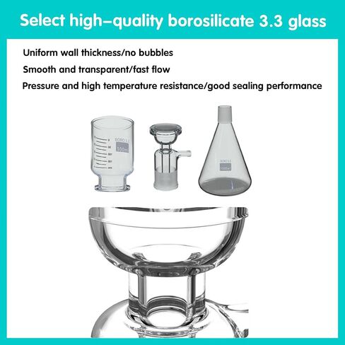 Laboratory Vacuum Filtration Distillation Apparatus, Borosilicate Glass Vacuum Filtration Assembly Filter Kit with 1000ML Filtering Flask and 300ML Graduated Funnel in Kuwait