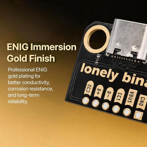 لوحة الاختراق Lonely Binary 12-Pack USB-C بمقاوم 5.1K DIP لـ ESP32 | أنثى USB-C، مزدوج 5.1K CC1/CC2 منسدل؛ الصمام الطاقة؛ مسافة 2.54 ملم؛ CC، D+/D-، VBUS، GND؛ بيكو، STM32؛ بيانات USB 2.0 + الطاقة in Kuwait