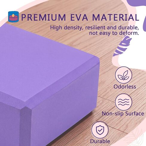 Chalyna 3 Pcs Yoga Bolster Pillow & Yoga Blocks Set Stretching and Back Support Lightweight Foam Blocks Portable Handle Soft Non-slip Surface Reusable for Pilates Meditation Balance Purple in Kuwait