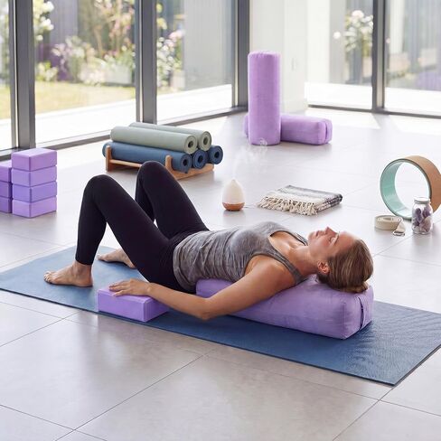 Chalyna 3 Pcs Yoga Bolster Pillow & Yoga Blocks Set Stretching and Back Support Lightweight Foam Blocks Portable Handle Soft Non-slip Surface Reusable for Pilates Meditation Balance Purple in Kuwait