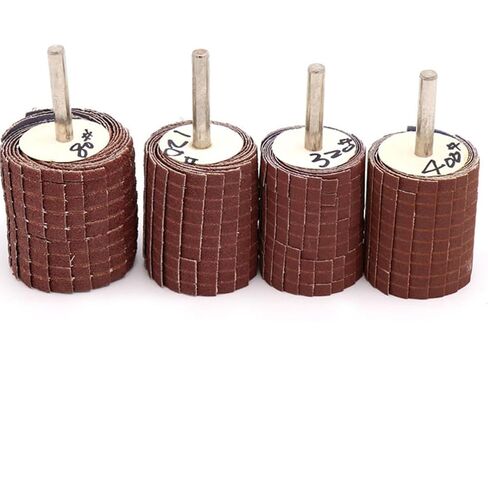 Holibanna 6mm Rod Diameter Polishing Emery Cloth Wheel for Wood and Carved Wood, 120 Grit Pattern Sanding Wheel with Metal Core, for Polishing and Improving Production Efficiency in Kuwait