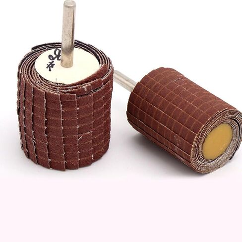 Holibanna 6mm Rod Diameter Polishing Emery Cloth Wheel for Wood and Carved Wood, 120 Grit Pattern Sanding Wheel with Metal Core, for Polishing and Improving Production Efficiency in Kuwait