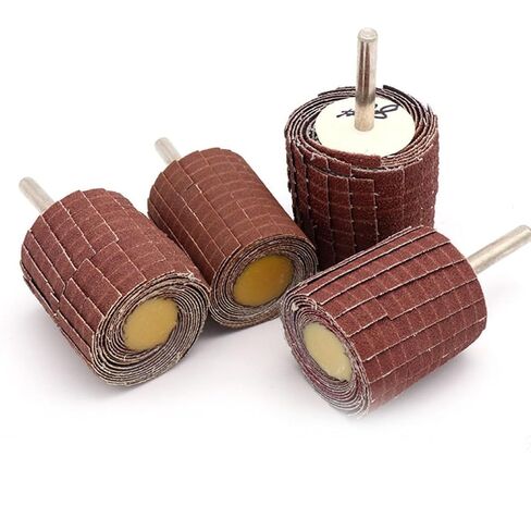 Uonlytech 6mm Rod Diameter Polishing Emery Cloth Sanding Wheel for Wood and Carved Wood, Grinding Polishing Tool with Number 120 Pattern to Production Efficiency in Kuwait