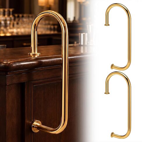 Zonon 2 Pcs Single Arm Bar Service Rail Brass Color Screw Mounted Waitress Stall Bar Service Rail Heavy Duty Fixed Installation for Waitstaff to Retrieve Drinks Avoid a Busy and Hectic Crowd for Staff in Kuwait