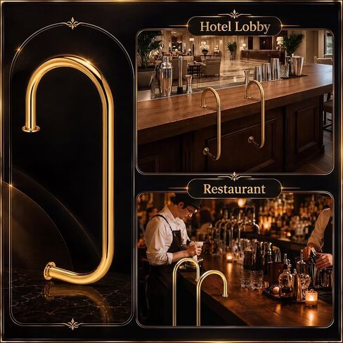 Zonon 2 Pcs Single Arm Bar Service Rail Brass Color Screw Mounted Waitress Stall Bar Service Rail Heavy Duty Fixed Installation for Waitstaff to Retrieve Drinks Avoid a Busy and Hectic Crowd for Staff in Kuwait