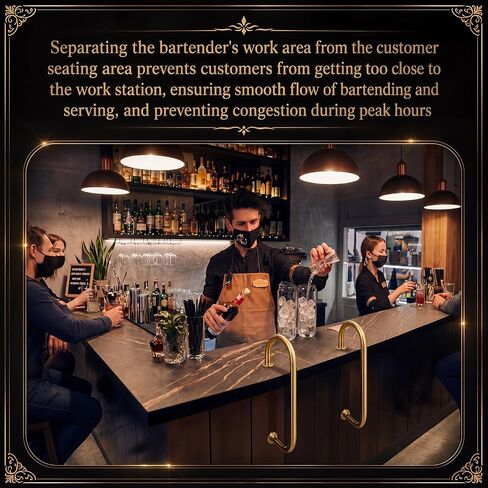Zonon 2 Pcs Single Arm Bar Service Rail Brass Color Screw Mounted Waitress Stall Bar Service Rail Heavy Duty Fixed Installation for Waitstaff to Retrieve Drinks Avoid a Busy and Hectic Crowd for Staff in Kuwait