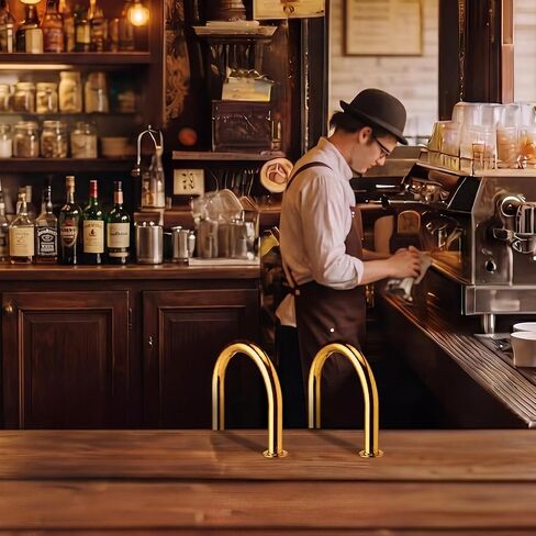 Zonon 2 Pcs Single Arm Bar Service Rail Brass Color Screw Mounted Waitress Stall Bar Service Rail Heavy Duty Fixed Installation for Waitstaff to Retrieve Drinks Avoid a Busy and Hectic Crowd for Staff in Kuwait