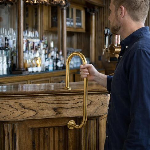 Zonon 2 Pcs Single Arm Bar Service Rail Brass Color Screw Mounted Waitress Stall Bar Service Rail Heavy Duty Fixed Installation for Waitstaff to Retrieve Drinks Avoid a Busy and Hectic Crowd for Staff in Kuwait