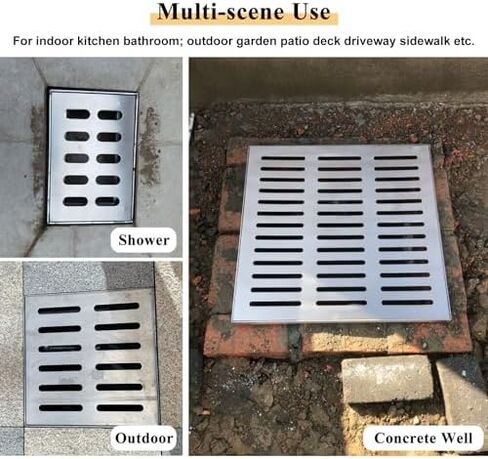 Heavy-Duty Metal Grate Drainage Channel Cover - Versatile Indoor/Outdoor Floor Drain with Frame for Garage, Garden, Walkway, Patio & Deck - Waterproof & Durable Solution in Kuwait