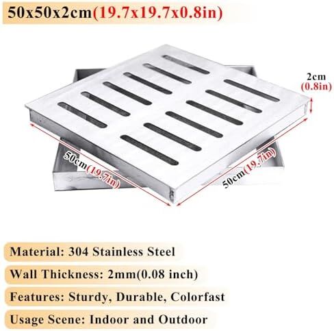 Heavy-Duty Metal Grate Drainage Channel Cover - Versatile Indoor/Outdoor Floor Drain with Frame for Garage, Garden, Walkway, Patio & Deck - Waterproof & Durable Solution in Kuwait