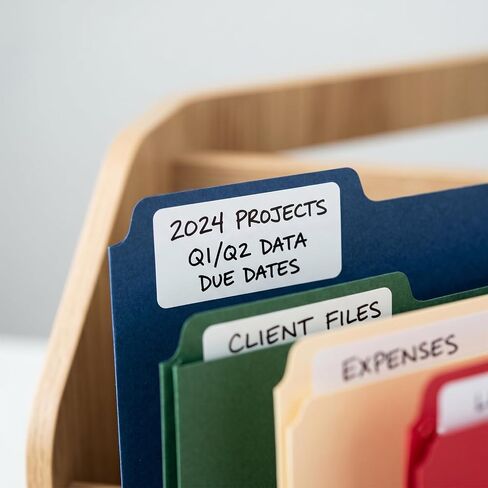 ملصقات ترميز ألوان مستطيلة بيضاء مقاس 1.2 × 2 بوصة 2000 قطعة من الفينيل ذاتية اللصق علامات اسم فارغة قابلة للكتابة مقاومة للماء للمكتب والمنزل والمدرسة والأعمال in Kuwait
