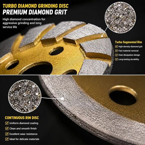 1pcs Concrete Stone Ceramic Turbo Diamond Grinding Cup Wheel, Heavy Duty Angle Grinder Wheels for Angle Grinder (Yellow) in Kuwait
