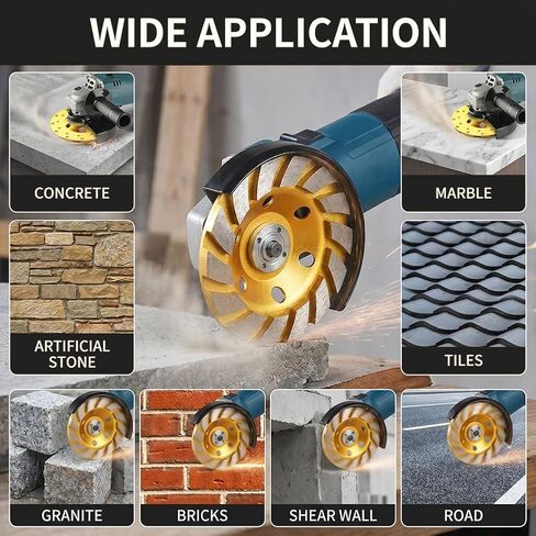 1pcs Concrete Stone Ceramic Turbo Diamond Grinding Cup Wheel, Heavy Duty Angle Grinder Wheels for Angle Grinder (Yellow) in Kuwait
