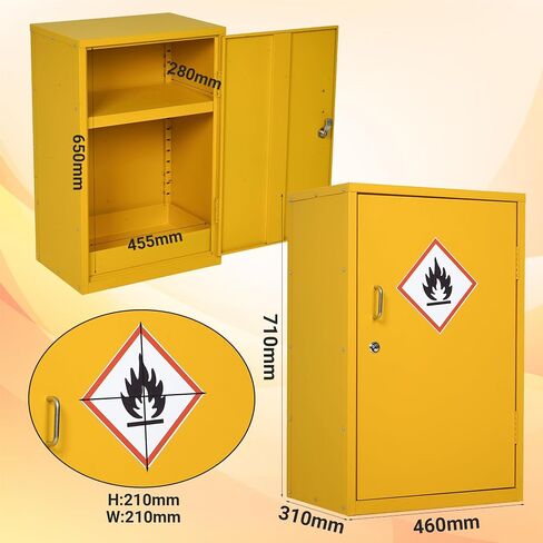 Flammable Safety Cabinet, 30" x 18" x 12" Flammable Cabinet with Adjustable Shelf, Galvanized Steel Fire Cabinets, Hazardous Chemical Storage for Garage, Lab, Industrial Use in Kuwait