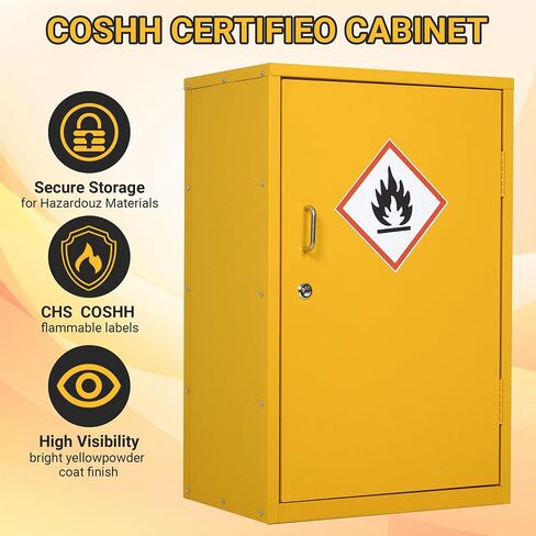 Flammable Safety Cabinet, 30" x 18" x 12" Flammable Cabinet with Adjustable Shelf, Galvanized Steel Fire Cabinets, Hazardous Chemical Storage for Garage, Lab, Industrial Use in Kuwait