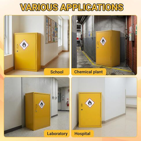 Flammable Safety Cabinet, 30" x 18" x 12" Flammable Cabinet with Adjustable Shelf, Galvanized Steel Fire Cabinets, Hazardous Chemical Storage for Garage, Lab, Industrial Use in Kuwait