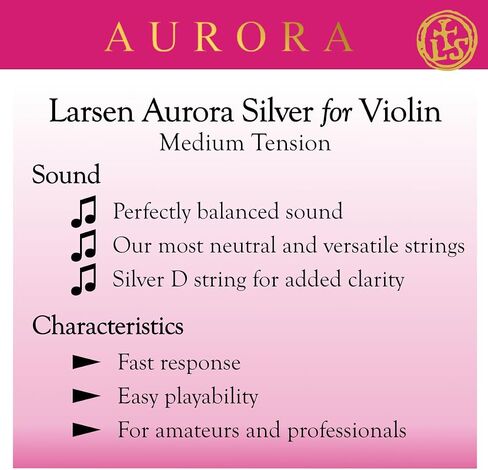 Larsen Aurora Violin Strings – Medium Tension Set with Silver D – Enhanced Clarity and Tonal Colour in Kuwait