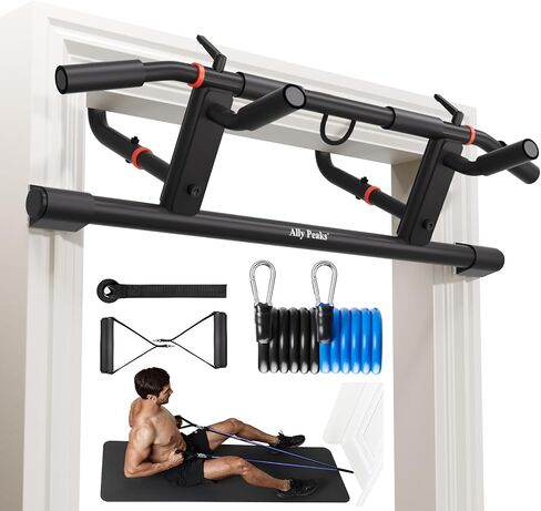 شريط سحب من Ally Peaks للمدخل، شريط سحب بعرض مقبض قابل للتعديل مع قطعتين من أشرطة مقاومة التمرين، جديد 2026 تمت ترقيته في معدات التمارين المنزلية، شريط الذقن، براءات اختراع أمريكية أصلية متعددة in Kuwait