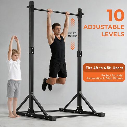 Freestanding Pull Up Bar Stand, Adjustable Chin Up Bar Outdoor | 440LBS Capacity, 7ft Tall Adjustable Stand, Strength Training, Home Gym, Outdoor Workout, Calisthenics Station in Kuwait