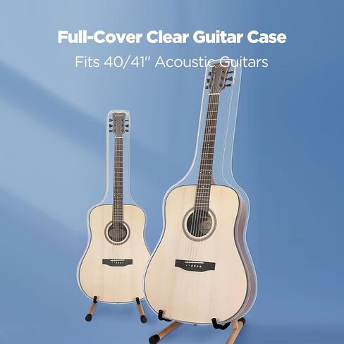 Guitar Dust Cover for 40/41 Inch Acoustic & Electric Guitars – Transparent PVC Full Zipper Enclosure, Waterproof & Dust-Proof Protective Storage Bag for Guitar Display & Home Protection(GC-05) in Kuwait