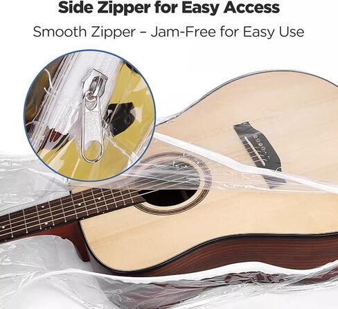 Guitar Dust Cover for 40/41 Inch Acoustic & Electric Guitars – Transparent PVC Full Zipper Enclosure, Waterproof & Dust-Proof Protective Storage Bag for Guitar Display & Home Protection(GC-05) in Kuwait