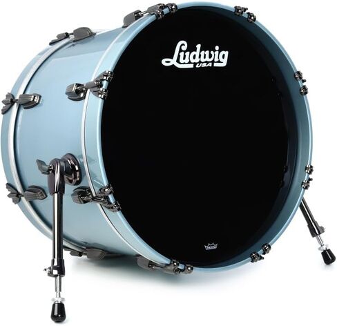 طبلة Ludwig Legacy Maple Bass - 14 بوصة × 20 بوصة، لون أزرق معدني، حصريًا على Sweetwater in Kuwait