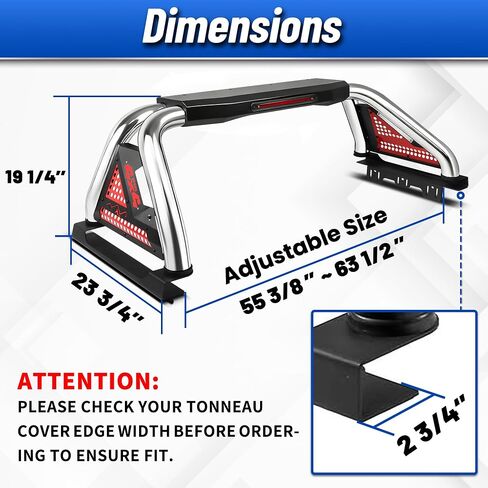 Stainless Steel Mid Size Roll Bar for Truck, Truck Roll Bar Adjustable Sport Bar Chase Rack Compatible for Tacoma,Ranger,Gladiator,Frontier,Canyon,Colorado in Kuwait