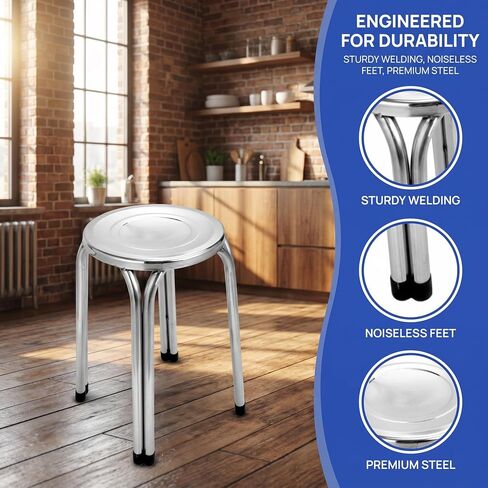 Stackable Stool Stainless Steel Round Metal Stool for Dining Room Garden in Saudi Arabia