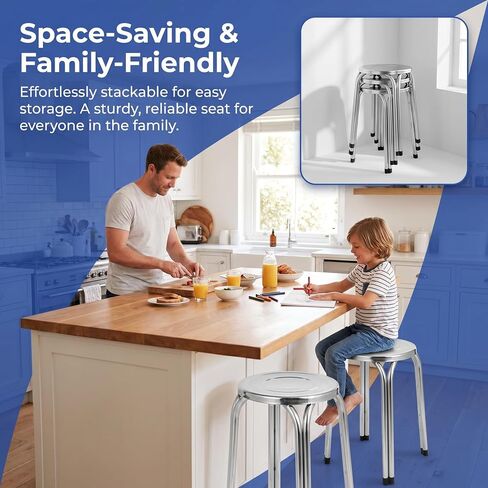 Stackable Stool Stainless Steel Round Metal Stool for Dining Room Garden in Saudi Arabia