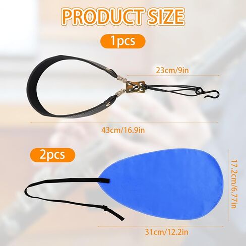 Clarinet Neck Strap with 2 Pcs Clarinet Cloth, A-shaped Design Cleaning Swab & Adjustable Support Strap for Bb/A Clarinets, Blue Cloth Black Strap in Kuwait