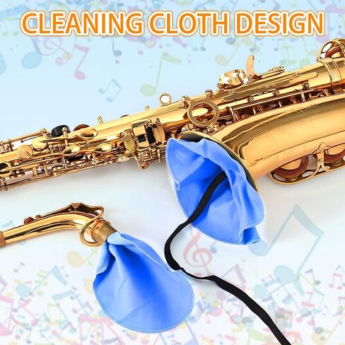 Clarinet Neck Strap with 2 Pcs Clarinet Cloth, A-shaped Design Cleaning Swab & Adjustable Support Strap for Bb/A Clarinets, Blue Cloth Black Strap in Kuwait