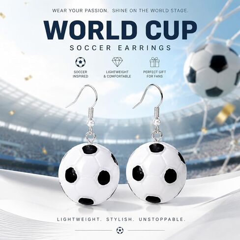 3D Soccer Ball Dangle Earrings, Football Sports Jewelry for Sports Lovers | Soccer earrings for women,3D soccer dangle design, ideal for football fans and game day party goers in Kuwait