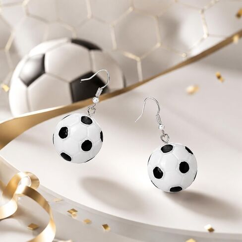 3D Soccer Ball Dangle Earrings, Football Sports Jewelry for Sports Lovers | Soccer earrings for women,3D soccer dangle design, ideal for football fans and game day party goers in Kuwait