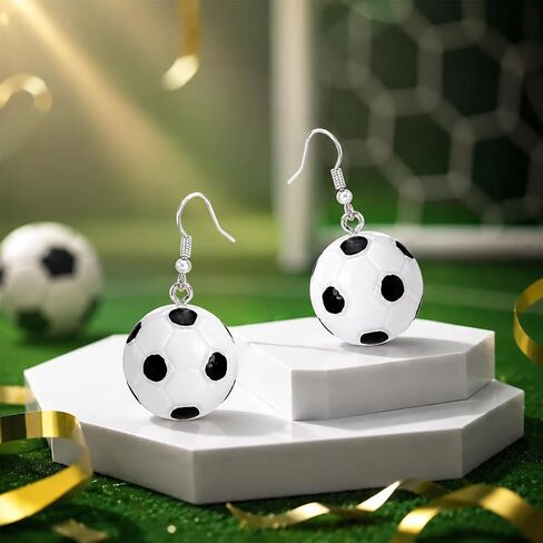 3D Soccer Ball Dangle Earrings, Football Sports Jewelry for Sports Lovers | Soccer earrings for women,3D soccer dangle design, ideal for football fans and game day party goers in Kuwait