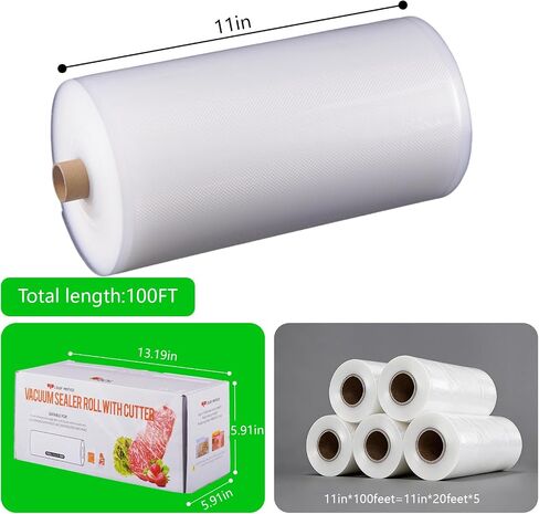 L'ELEF MISTICO Vacuum Sealer Bags Rolls 11''X100' with Cutter Box, Commercial Grade, BPA Free, Heavy Duty Food Storage Freezer Bags in Kuwait