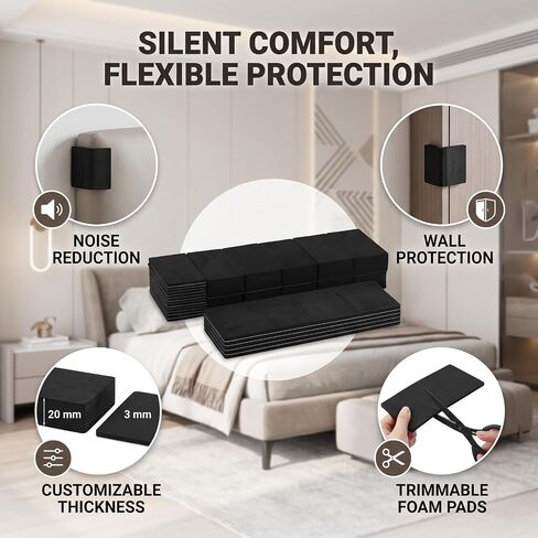 Karlak Headboard Bumpers Bed Headboard Bumper Pads Wall Protectors Furniture Wall Protectors EVA Foam Noise Reduction Strong Adhesive with 20mm (23pcs Bed Protector Pad (3mm Thick 13pcs) in Kuwait