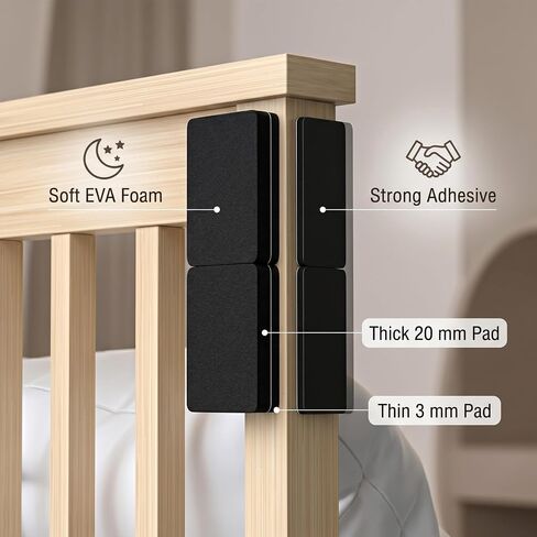 Karlak Headboard Bumpers Bed Headboard Bumper Pads Wall Protectors Furniture Wall Protectors EVA Foam Noise Reduction Strong Adhesive with 20mm (23pcs Bed Protector Pad (3mm Thick 13pcs) in Kuwait