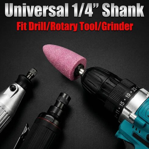 10 Pcs Rotary Grinding Stones - 1/4'' Shank Aluminum Oxide Grinding Bits Abrasive Mounted Grinding Stone Sharpening Tips for Grinder, Drill in Kuwait