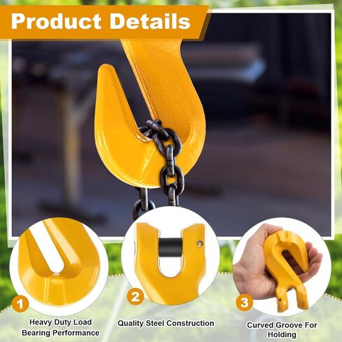 4 Pcs 3/8" Clevis Grab Hooks Grade 80 Steel, Working Load 7100 Lbs for Heavy Duty Lifting Trucks Trailer Tow Chain in Kuwait