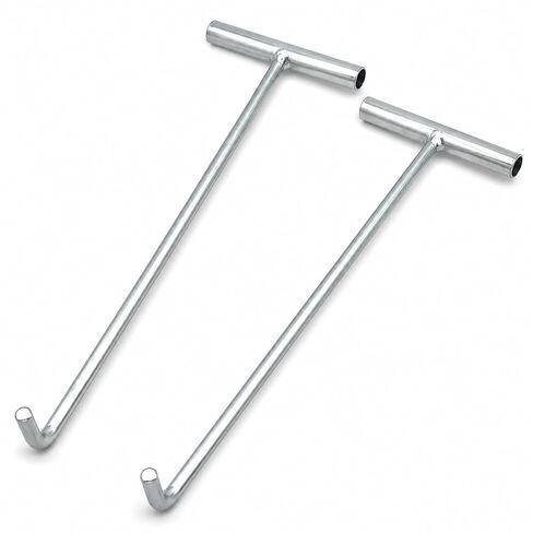 15-Inch T-Handle Manhole Hook Tool, Heavy Duty Galvanized Steel Manhole Cover Lifter with Blunt Tip for Drain Covers, Roll-Up Doors and Farm Utility (1-Pack) in Kuwait